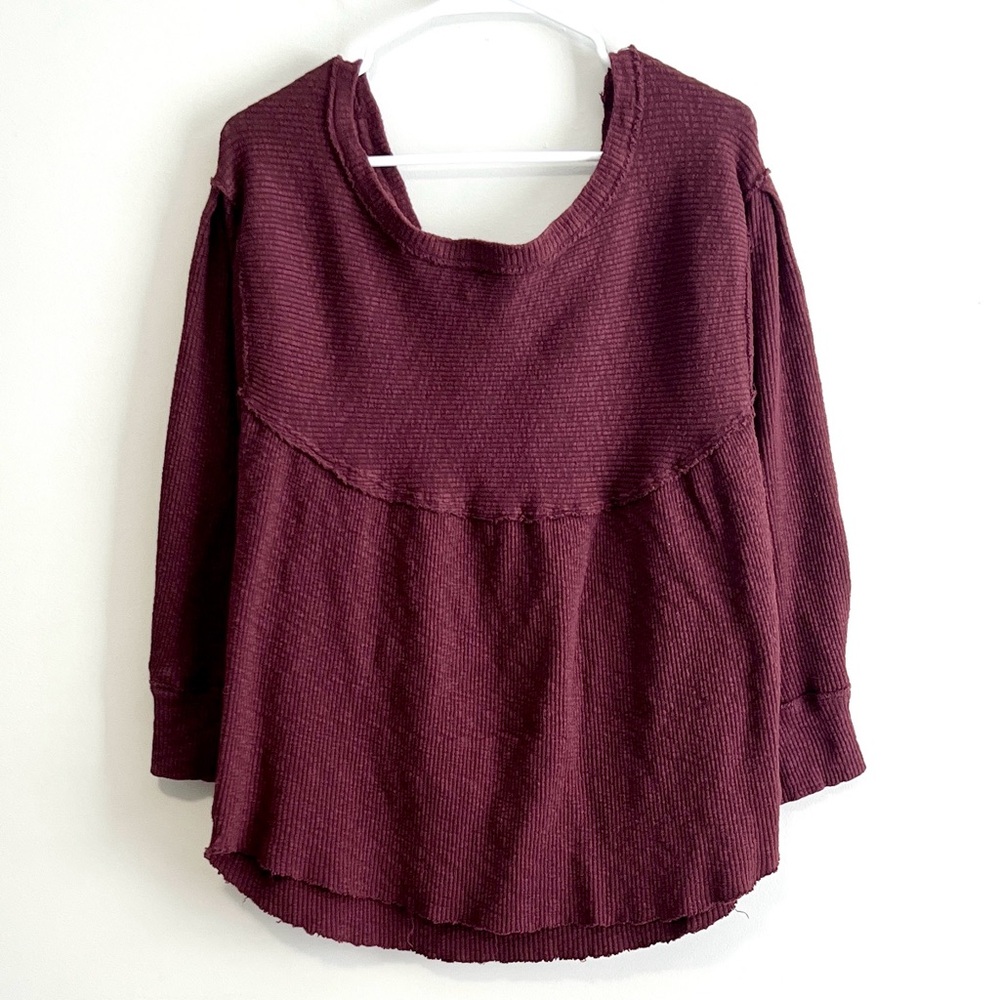 Free People We The Free Boat Neck Long Sleeve Oversized Thermal Sweater